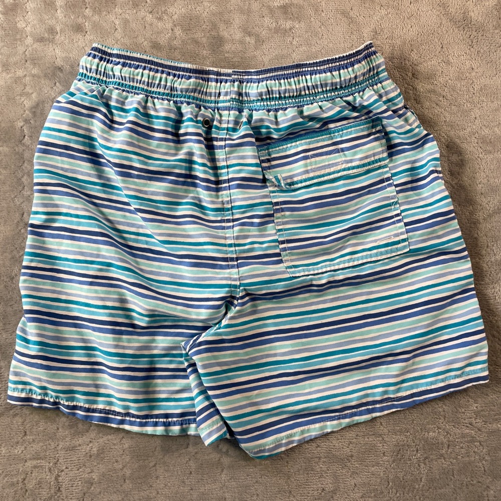 Tom & Teddy Swim Trunks Mens S Blue Stripped‎ Quick Dry Lined Beach Resort - Picture 9 of 10